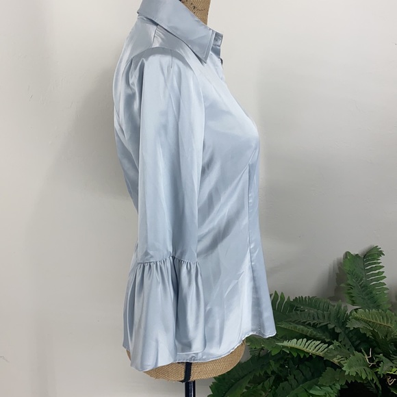 BCBG Pearl Gray Puffy Sleeve Blouse - Picture 6 of 13